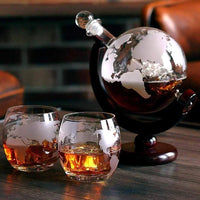 Creative Globe Whiskey Decanter Set - Lead-Free Carafe with Glasses
