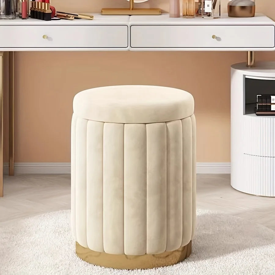Round Storage Stool - Makeup & Dressing Table Ottoman