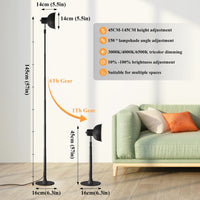 Adjustable LED Floor Lamp - 3-Color Dimmable Telescopic Light