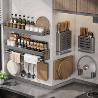 Gunmetal Aluminum Kitchen Storage Rack - No Drill