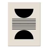 Abstract Boho Geometric Canvas Wall Art - Black and Beige Line Print