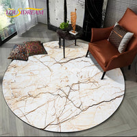 Luxury Marble Round Area Rug - Non-Slip Living Room Carpet