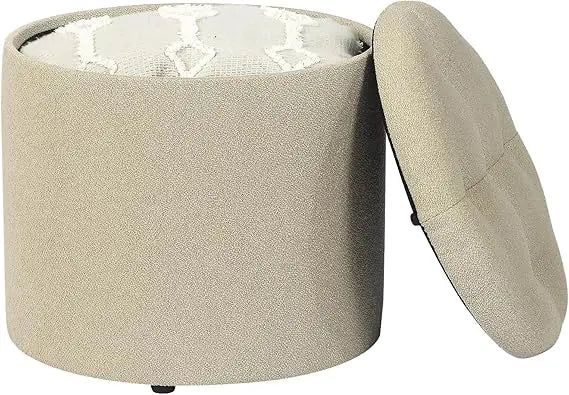 Fabric Storage Ottoman - Small Foot Rest Stool with Removable Lid