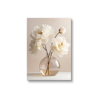 Nordic Beige Peony Floral Canvas Wall Art - Frameless Botanical Print