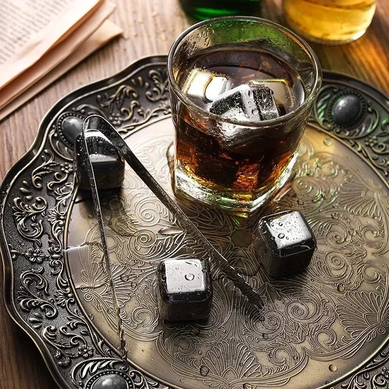 Stainless Steel Whiskey Stones Set - Reusable Chilling Cubes