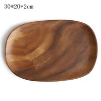Walnut & Acacia Wooden Serving Plate - Irregular Oval Dinner Tray