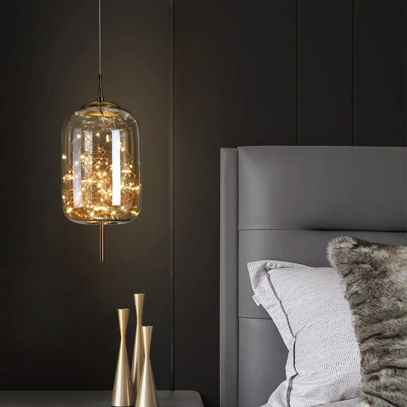 Luxury Glass Bedside Chandelier - Nordic Long-Line Pendant Light