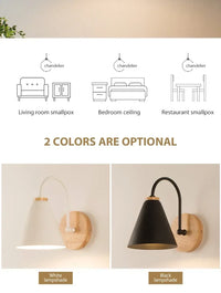 Nordic Solid Wood Wall Lamp - Minimalist Bedside Sconce