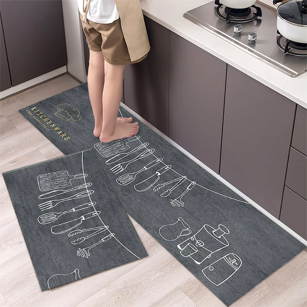 Soft Washable Kitchen Runner Rug - Anti-Slip Hallway and Entry Mat