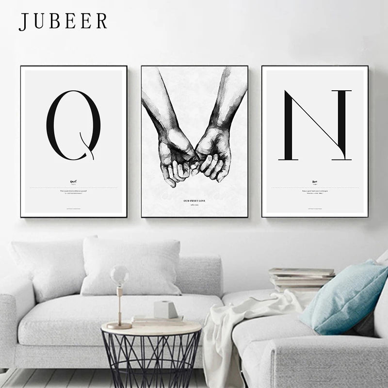 Simple Love Quote Canvas Wall Art - Nordic Couples Decor Print