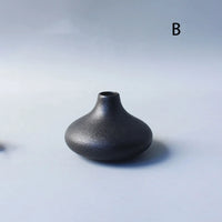 Minimalist Black Ceramic Bud Vase - Japanese Inspired Decor