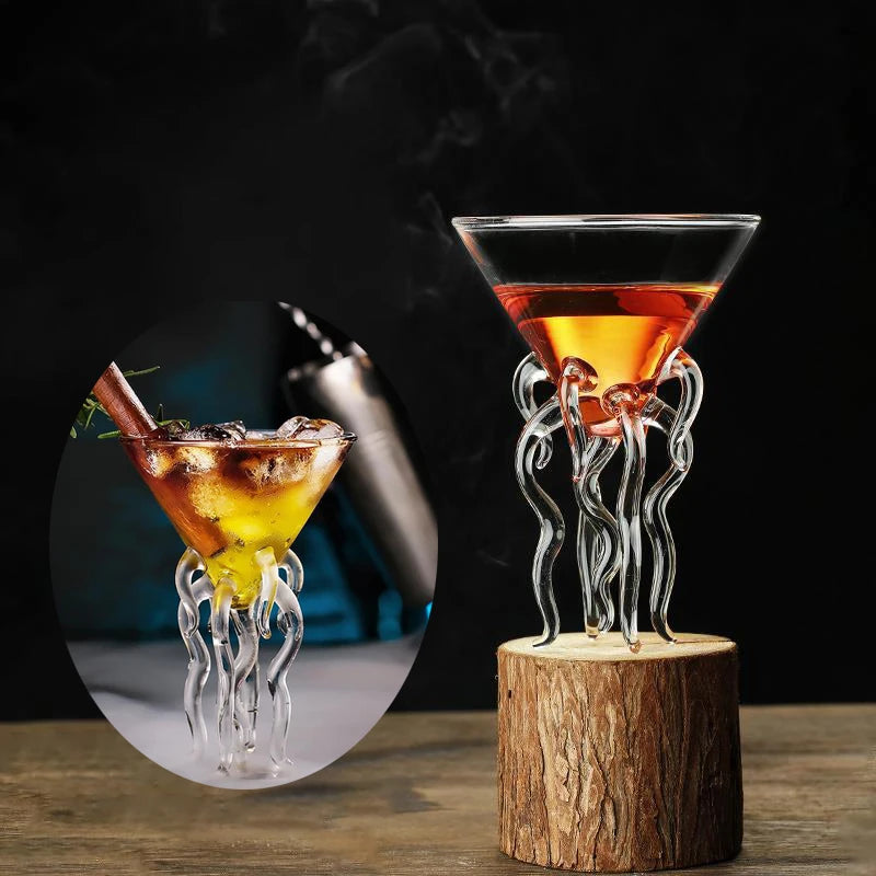 Artistic Fish and Octopus Cocktail Goblet