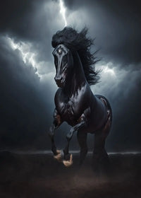 Black and White Wild Horses Canvas Wall Art - Modern Animal Print