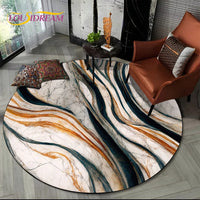 Luxury Marble Round Area Rug - Non-Slip Living Room Carpet