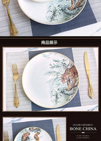 European Jungle Dinnerware Set - Ceramic Steak Plate and Coffee Cup Collection