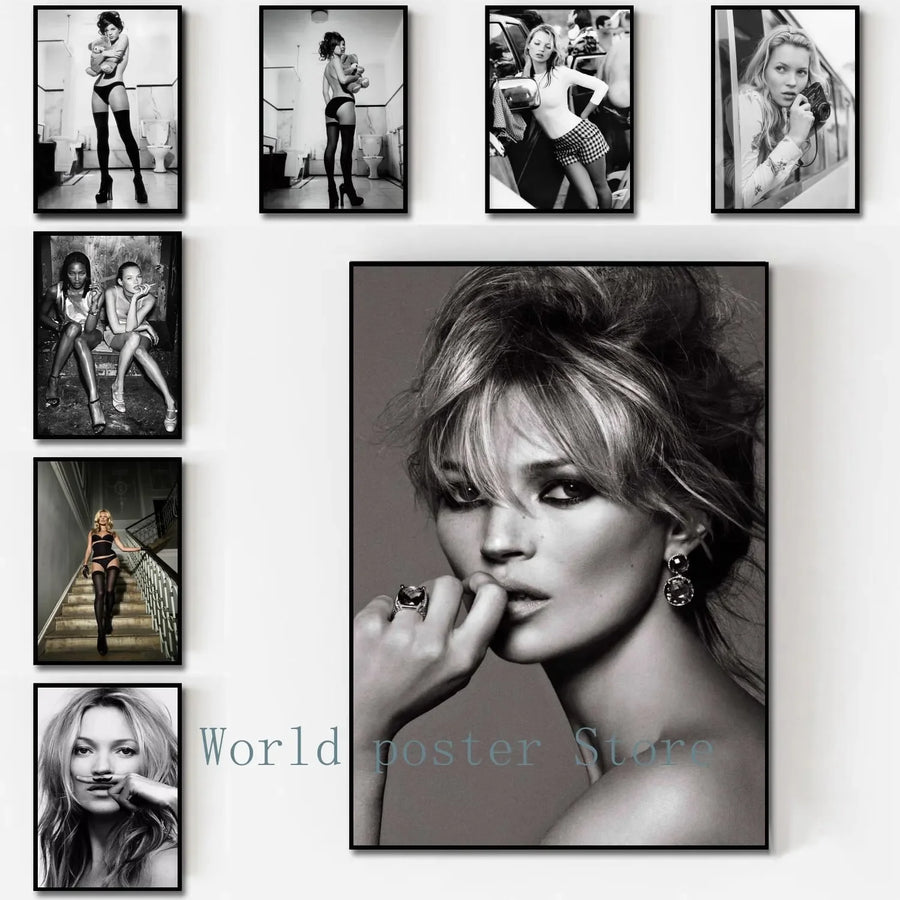 Scandinavian Kate Moss Canvas Poster - Fashion Inspired Wall Art