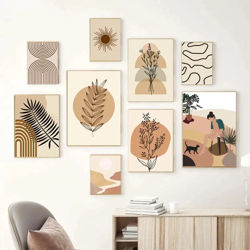Matisse Inspired Botanical Canvas Wall Art - Modern Boho Landscape Print