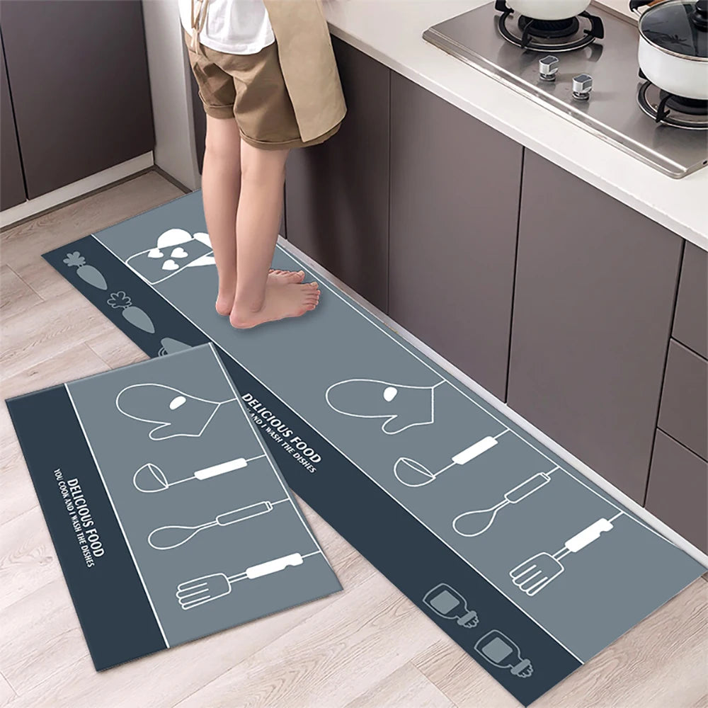 Soft Washable Kitchen Runner Rug - Anti-Slip Hallway and Entry Mat