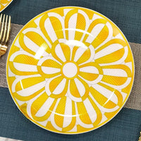 Geometric Bone China Dinner Plate Set - Elegant European Tableware