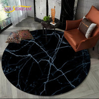 Luxury Marble Round Area Rug - Non-Slip Living Room Carpet