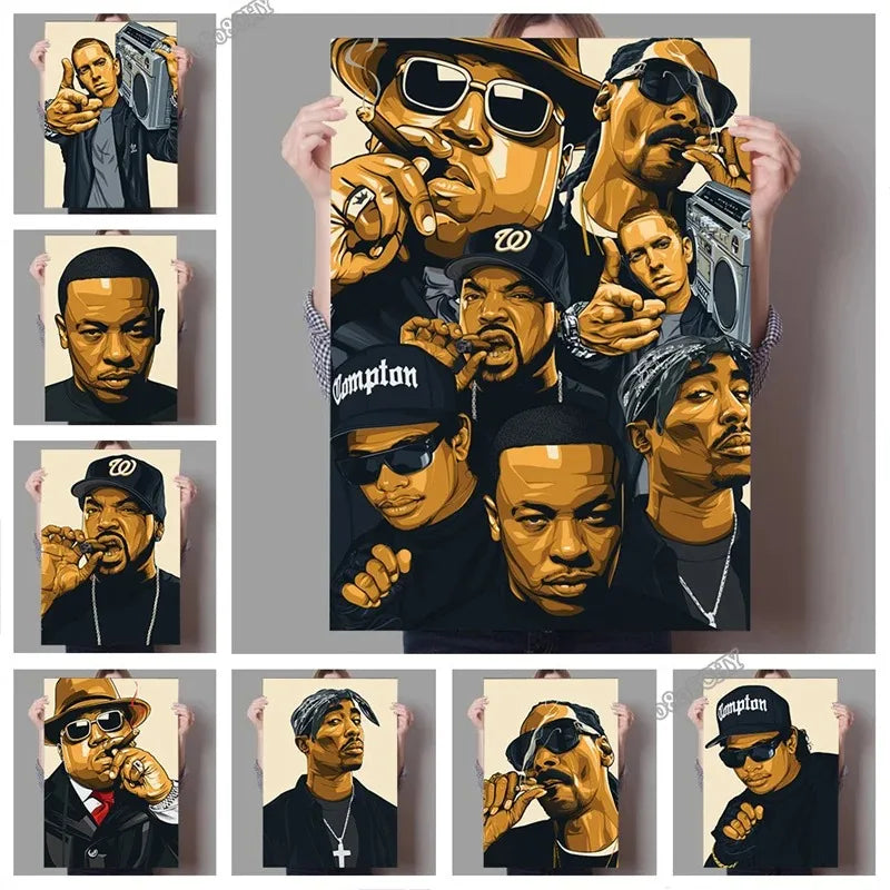 West Coast Rappers Canvas Wall Art - Hip Hop Poster Print