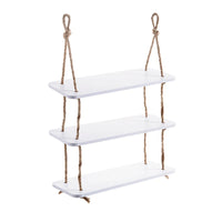 Rustic Wooden Wall Shelf Rack - Hook Mounted Storage Organizer