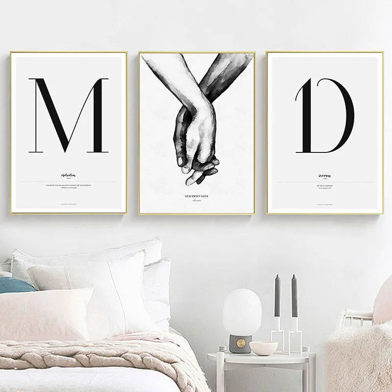 Simple Love Quote Canvas Wall Art - Nordic Couples Decor Print