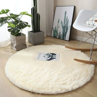 Modern Round Plush Area Rug - Soft Non-Slip Bedroom Carpet