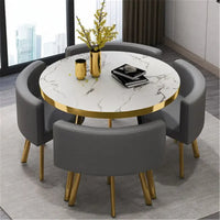 80cm Marble Round Dining Table Set - Modern Table with 4 Chairs