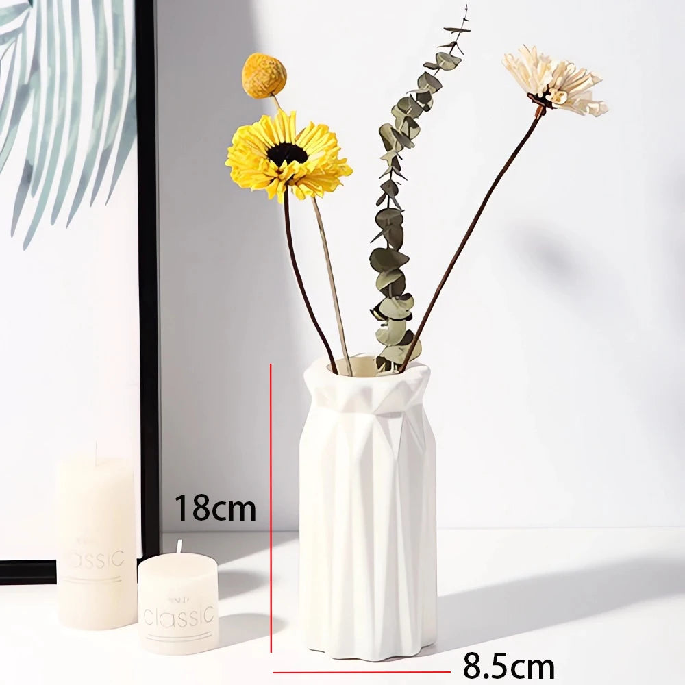 Striped Decorative Vase - Ceramic Look Floral Display Accent