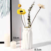 Striped Decorative Vase - Ceramic Look Floral Display Accent