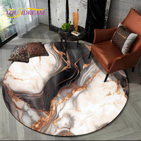 Luxury Marble Round Area Rug - Non-Slip Living Room Carpet