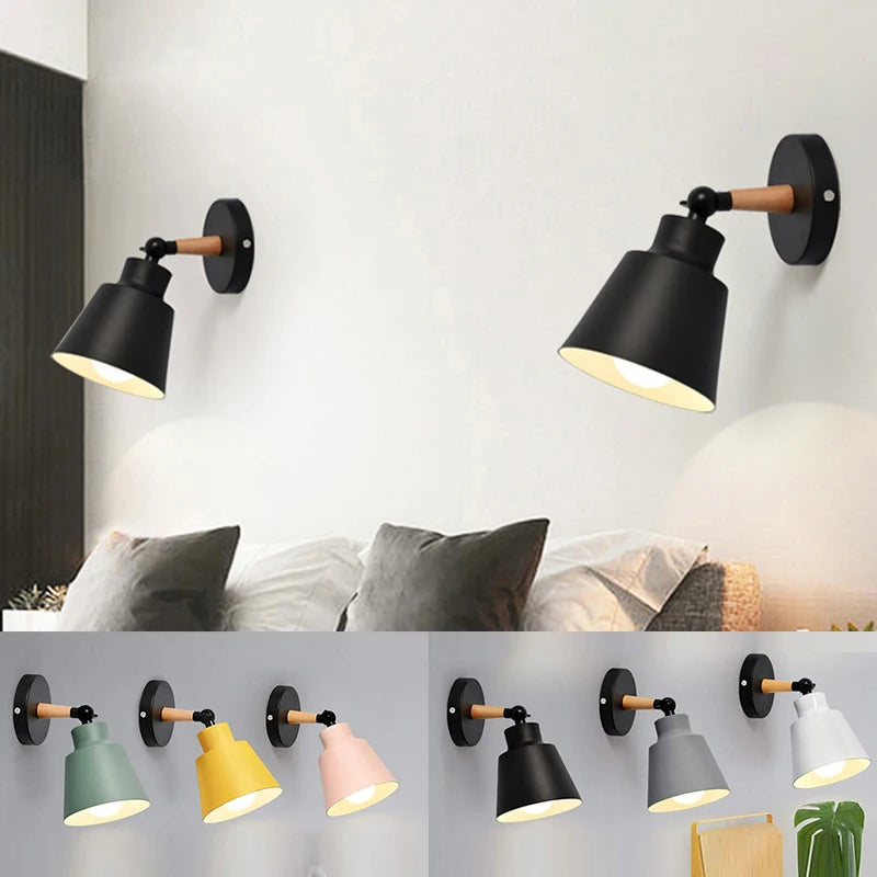 Nordic Solid Wood Wall Lamp - Minimalist Bedside Sconce