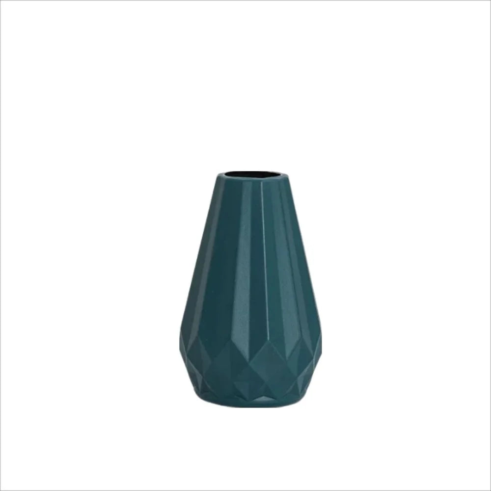 Diamond Shaped Decorative Vase - Nordic Floral Arrangement Accent