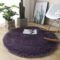 Modern Round Plush Area Rug - Soft Non-Slip Bedroom Carpet