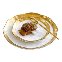 Gold-Plated Steak Pasta Plate - Luxury Restaurant Style Tableware