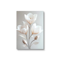 Nordic Beige Peony Floral Canvas Wall Art - Frameless Botanical Print