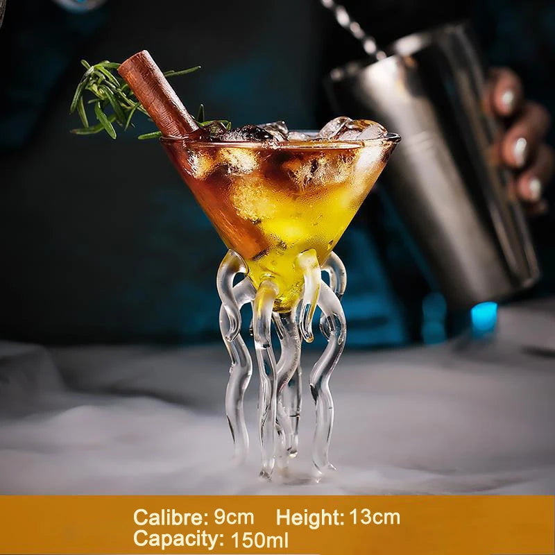 Artistic Fish and Octopus Cocktail Goblet