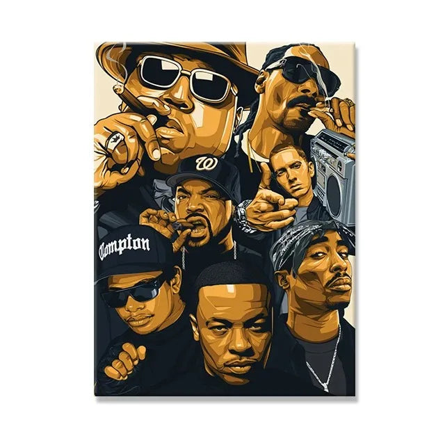West Coast Rappers Canvas Wall Art - Hip Hop Poster Print