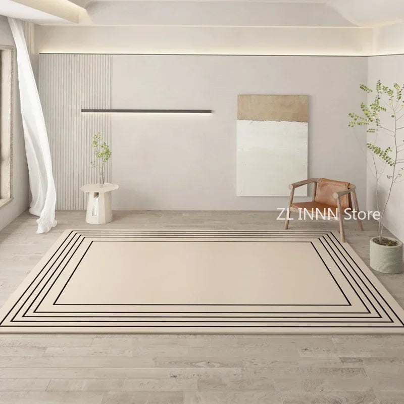 Cream Irregular Oval Area Rug - Soft Plush Bedroom Carpet