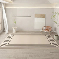 Cream Irregular Oval Area Rug - Soft Plush Bedroom Carpet