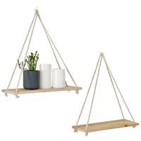 Wooden Rope Swing Floating Wall Shelf