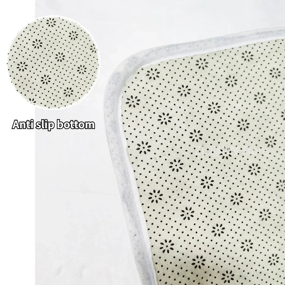 Cream Irregular Oval Area Rug - Soft Plush Bedroom Carpet