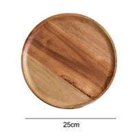 Wooden Round Serving Platter - Rustic Pizza and Dessert Tray