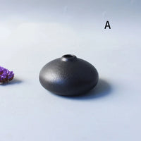 Minimalist Black Ceramic Bud Vase - Japanese Inspired Decor