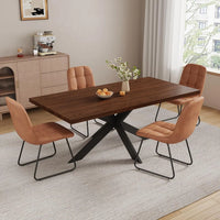 Extendable Grey Wood Dining Table Set - 6 Black Fabric Chairs