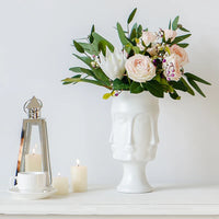 Nordic Face Ceramic Vase - Artistic White Decorative Accent