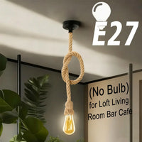 Retro Hemp Rope Pendant Light - Vintage Industrial Hanging Lamp