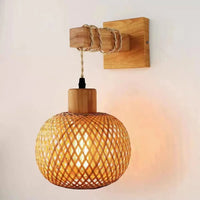 Handwoven Bamboo Rattan Pendant Light - Natural Wicker Ceiling Lamp