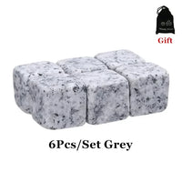 Reusable Whiskey Stones Set - 6-Piece Chilling Rocks with Pouch